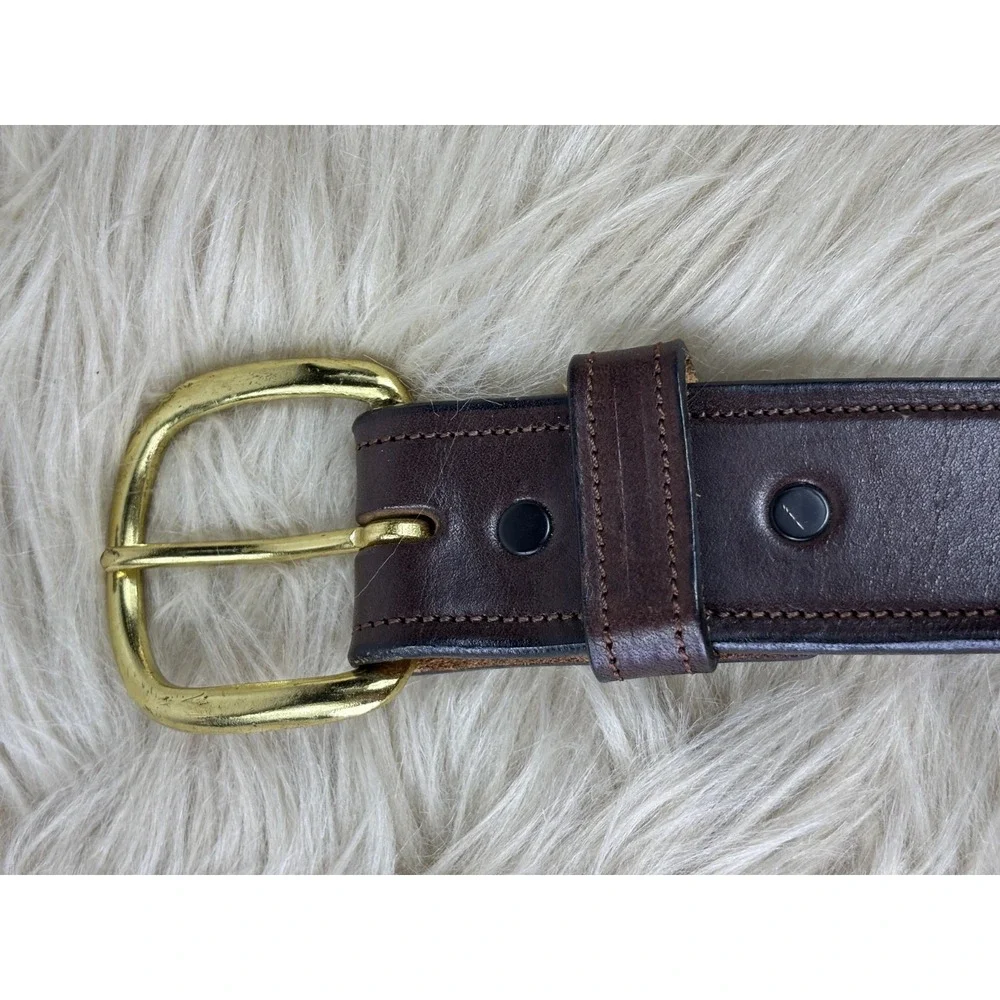 Tory Leather Belt Mens 40 Havana Brown English Bridle Leather Brass USA 1.5